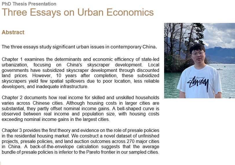 Three Essays on Urban Economics