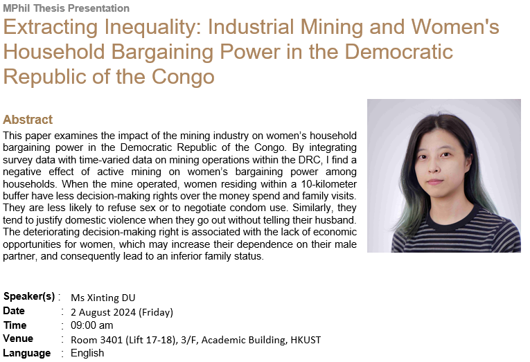 Extracting Inequality: Industrial Mining and Women's Household Bargaining Power in the Democratic Republic of the Congo