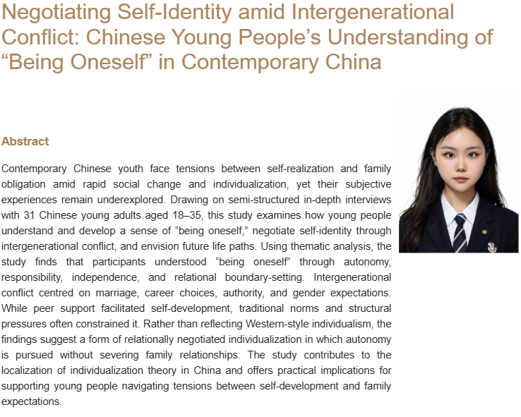 Negotiating Self-Identity amid Intergenerational Conflict: Chinese Young People’s Understanding of “Being Oneself” in Contemporary China