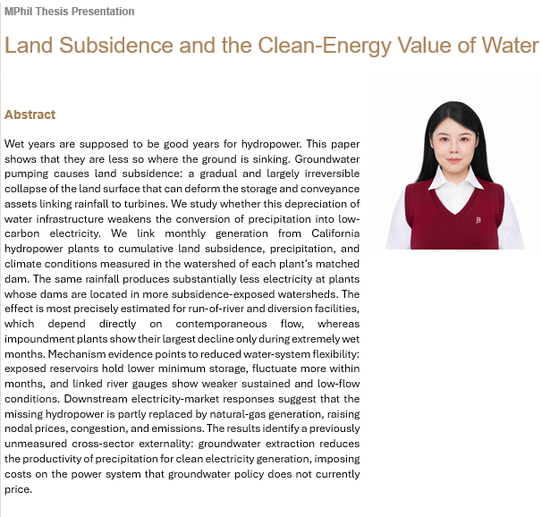 Land Subsidence and the Clean-Energy Value of Water