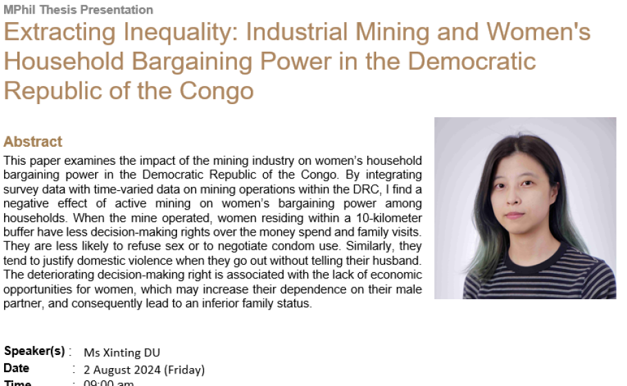 Extracting Inequality: Industrial Mining and Women's Household Bargaining Power in the Democratic Republic of the Congo