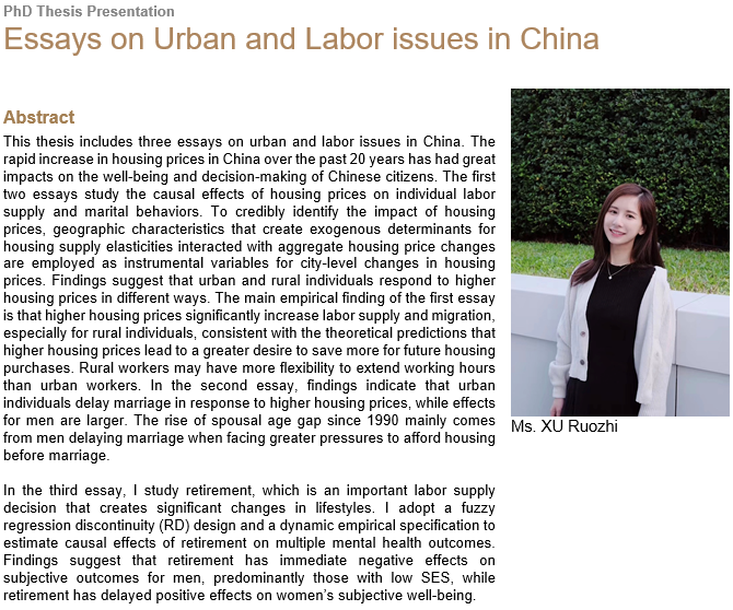Essays on Urban and Labor issues in China