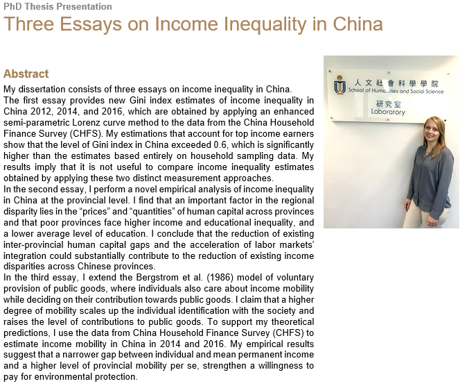Three Essays on Income Inequality in China 